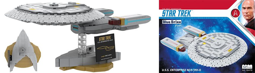 Replika USS Enterprise NCC1701-D średniej wielkości wyprodukowana przez BlueBrixx Pro