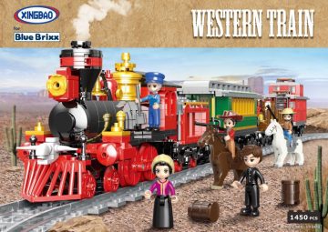 Western pociąg z lokomotywą i wagonami