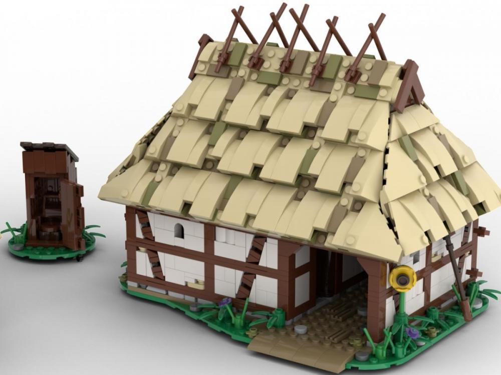Średniowieczna farma: gospodarstwo z oborą z klocków kompatybilnych z LEGO