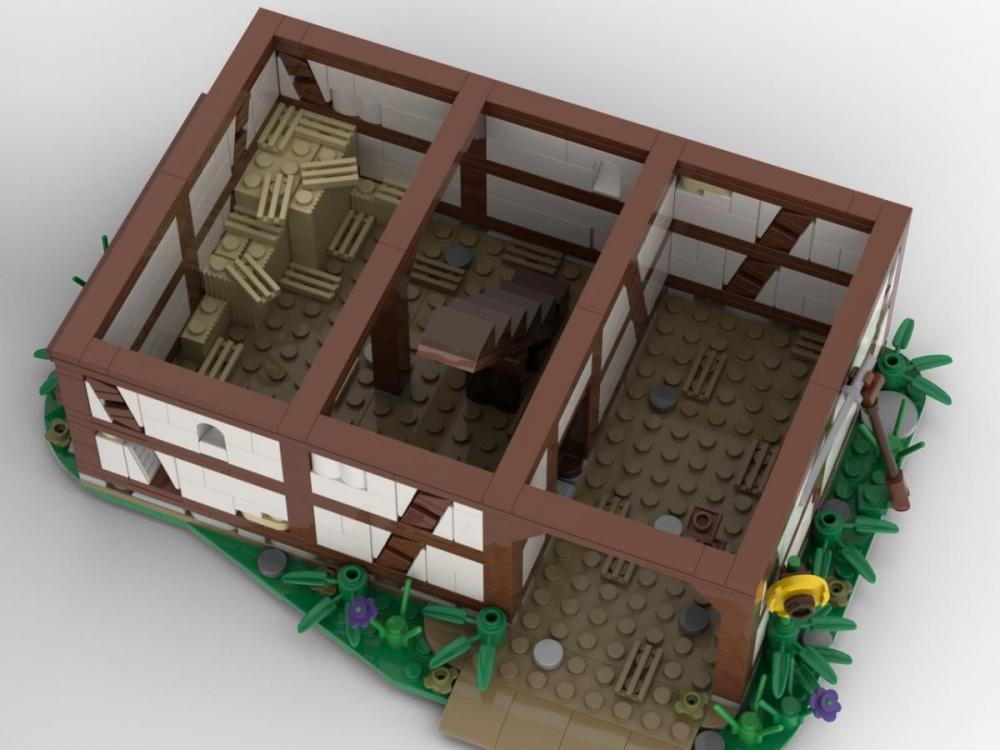 Średniowieczna farma: gospodarstwo z oborą z klocków kompatybilnych z LEGO