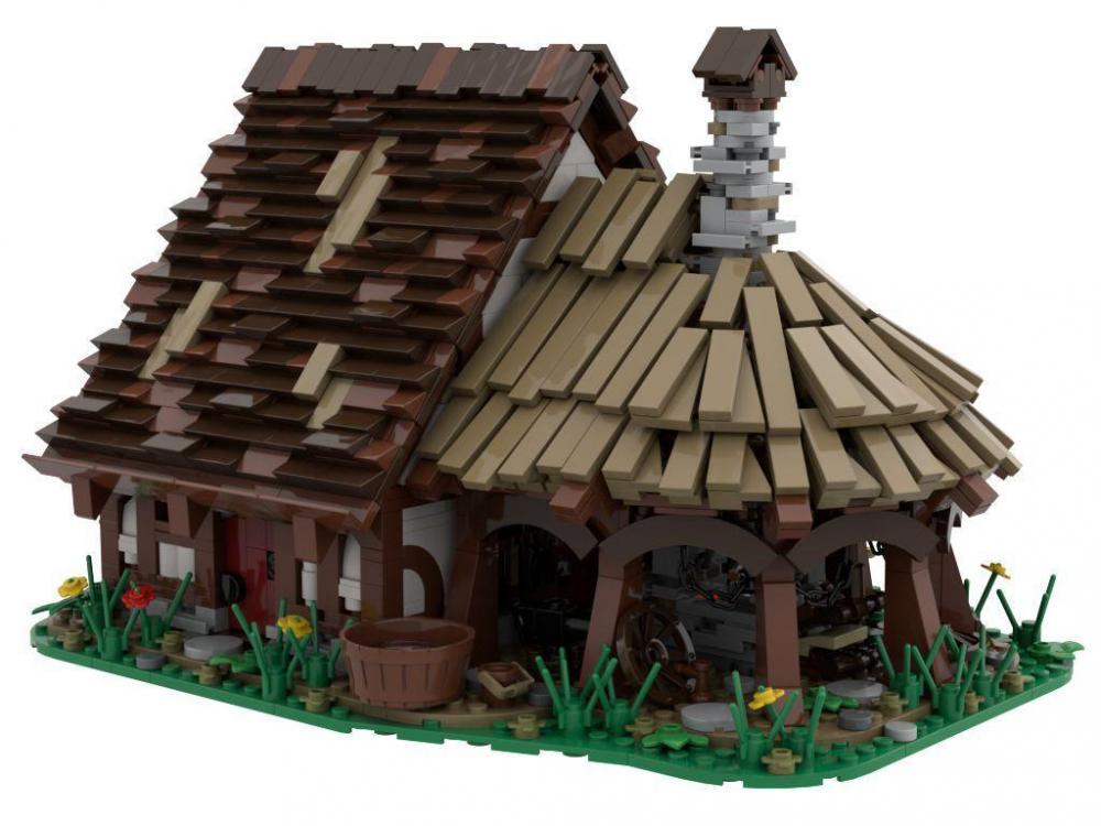 Kuźnia średniowieczna z klocków kompatybilnych z LEGO
