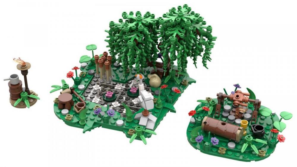 Średniowieczna sceneria z klocków kompatybilnych z LEGO