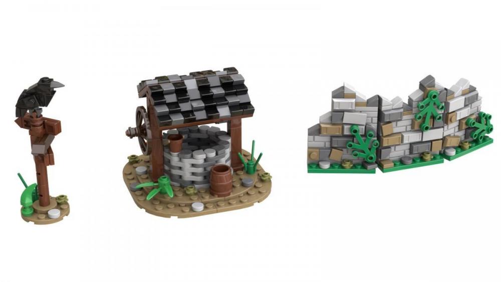 Średniowieczna sceneria z klocków kompatybilnych z LEGO