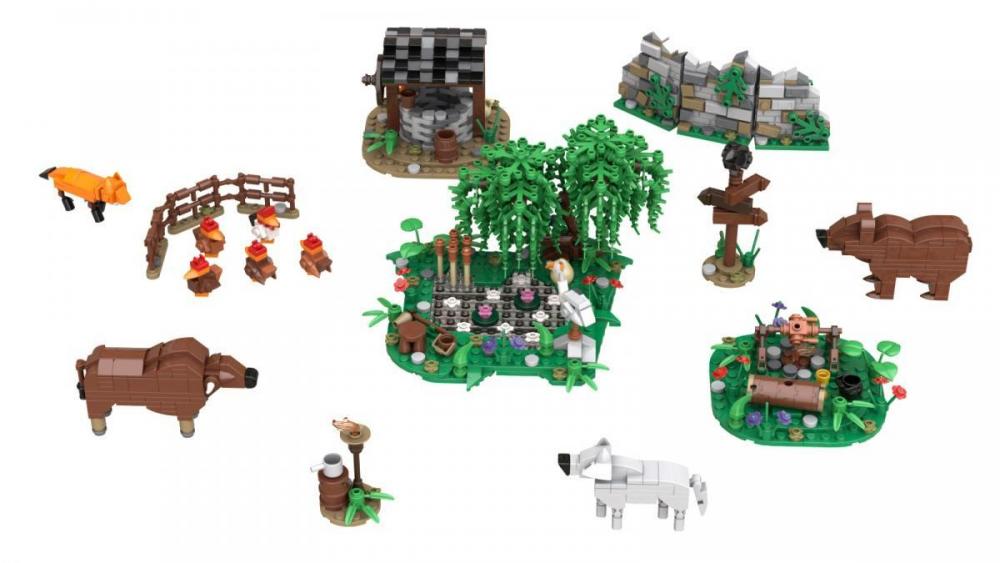 Średniowieczna sceneria z klocków kompatybilnych z LEGO