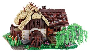 Stary młyn wodny średniowieczny z klocków kompatybilnych z LEGO