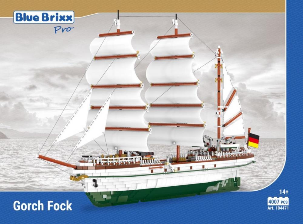 Żaglowiec szkolny Gorch Fock trzymasztowy statek z klocków kompatybilnych z LEGO