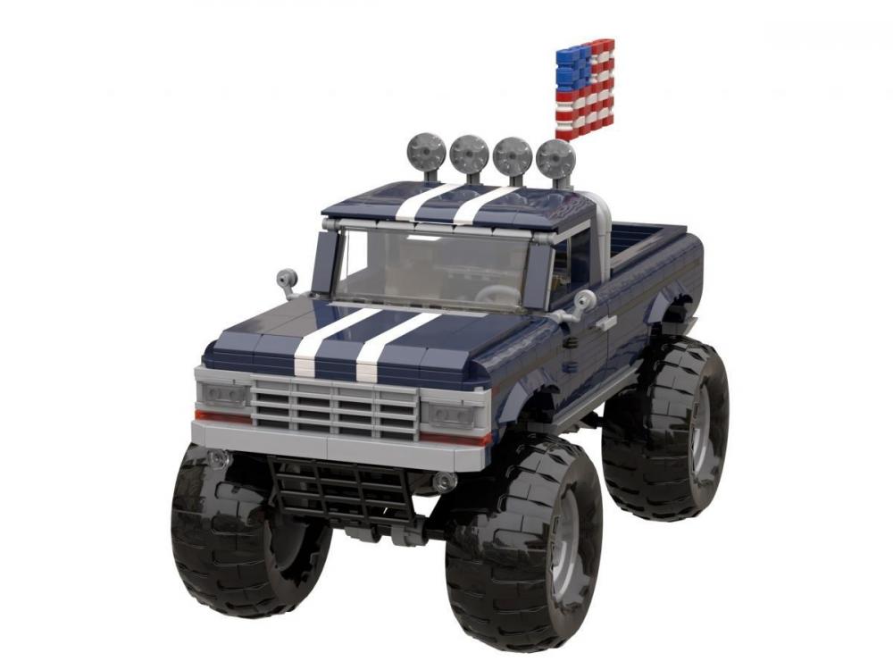 Monster truck z klocków kompatybilnych z LEGO niebieski Bigfoot