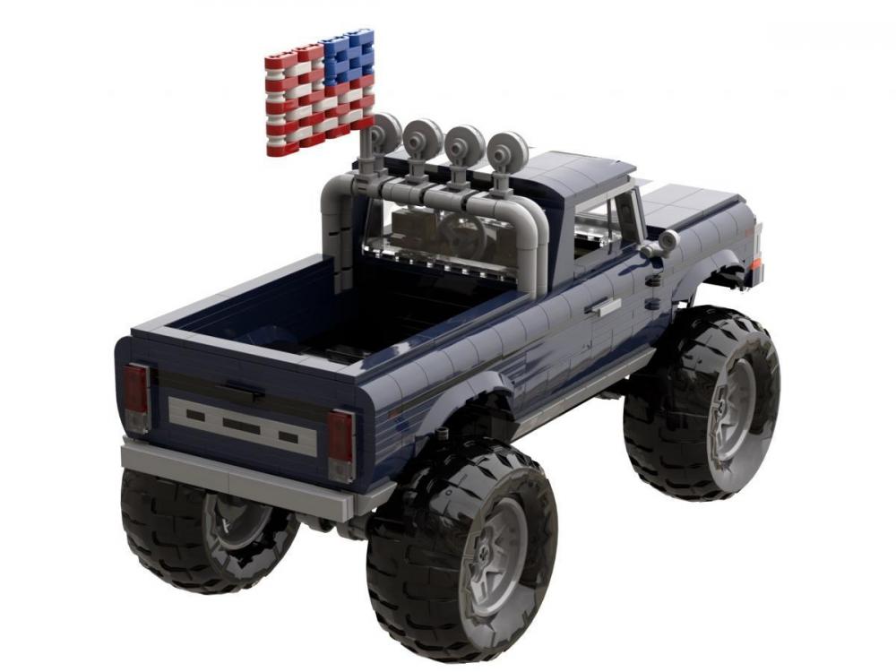 Monster truck z klocków kompatybilnych z LEGO niebieski Bigfoot