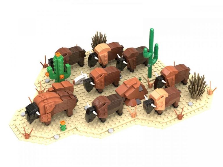 Stado bizonów w stylu Western z klocków kompatybilnych z LEGO