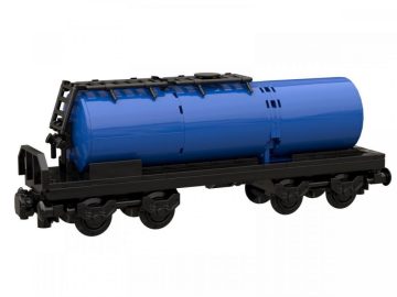 Cysterna kolejowa: niebieski wagon z klocków kompatybilnych z LEGO