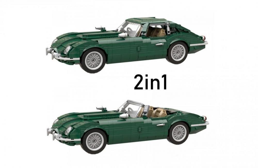 Jaguar E-Type zielony model z klocków kompatybilnych z LEGO 2 w 1