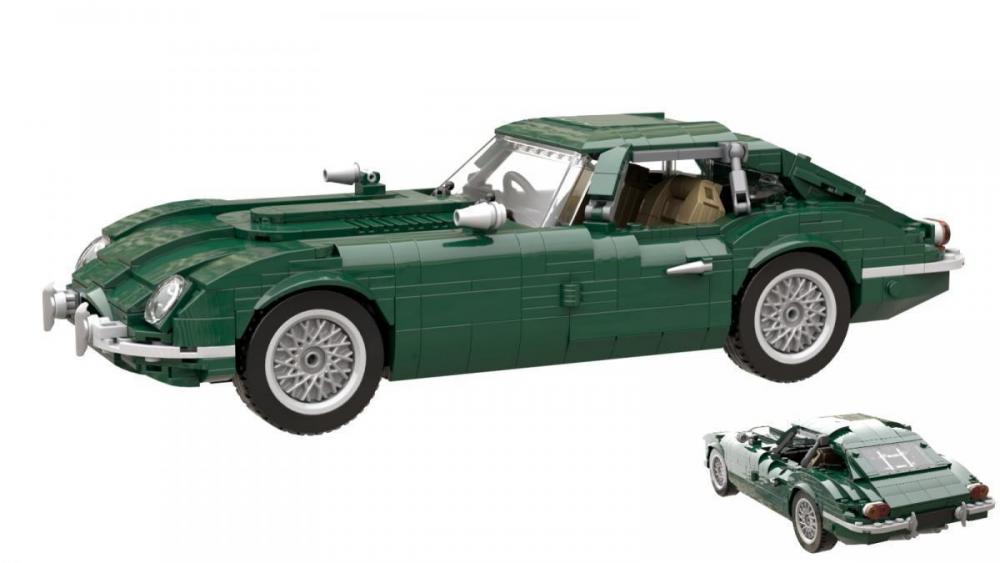Jaguar E-Type zielony model z klocków kompatybilnych z LEGO