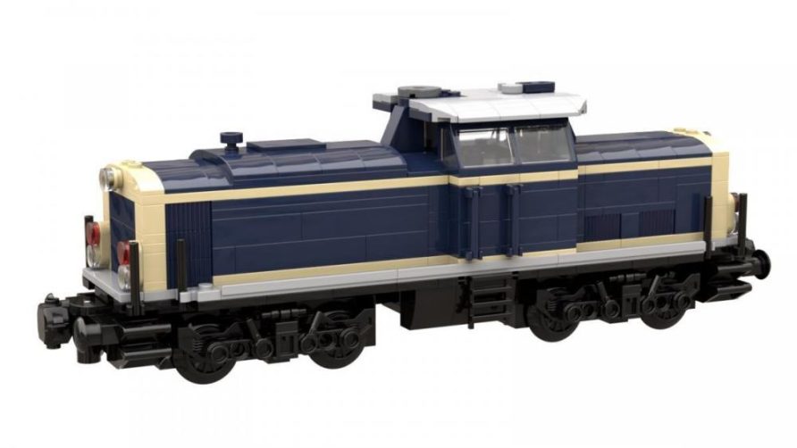 Lokomotywa V100 ciemnoniebieska 8W – pociąg kompatybilny z LEGO