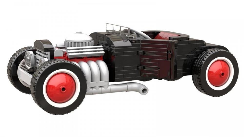 Samochód Mad Max zamiennik LEGO w stylu rat rod czarny oldtimer