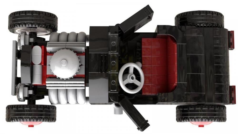 Samochód Mad Max zamiennik LEGO w stylu rat rod czarny oldtimer