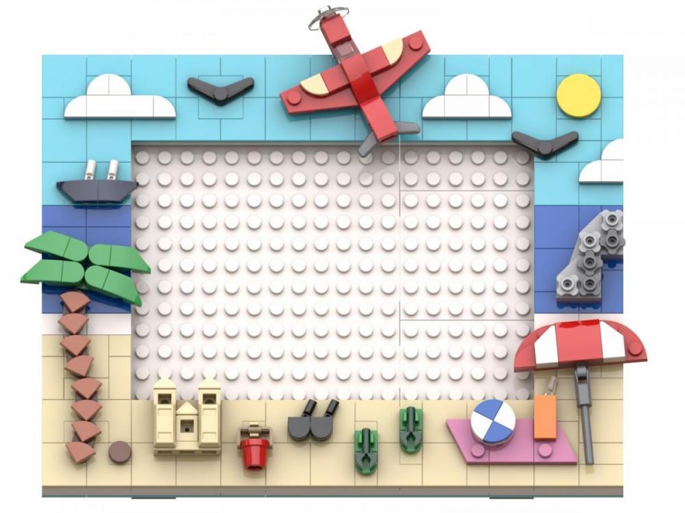 Ramka do zdjęć na ścianę i biurko: Urlop i plaża – zamiennik LEGO