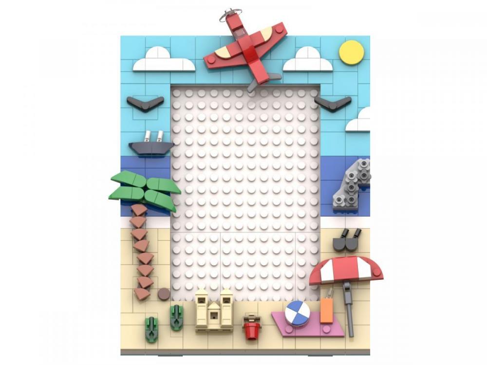 Ramka do zdjęć na ścianę i biurko: Urlop i plaża – zamiennik LEGO