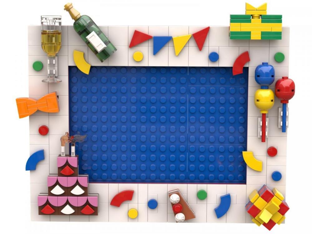 Ramka na zdjęcia na ścianę i biurko: Urodziny – zamiennik LEGO