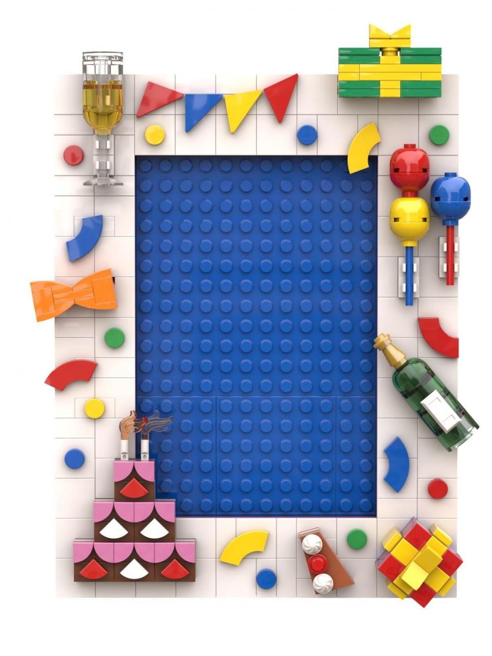 Ramka na zdjęcia na ścianę i biurko: Urodziny – zamiennik LEGO