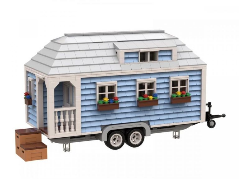 Mobilny dom na kółkach Tiny house z klocków kompatybilnych z LEGO