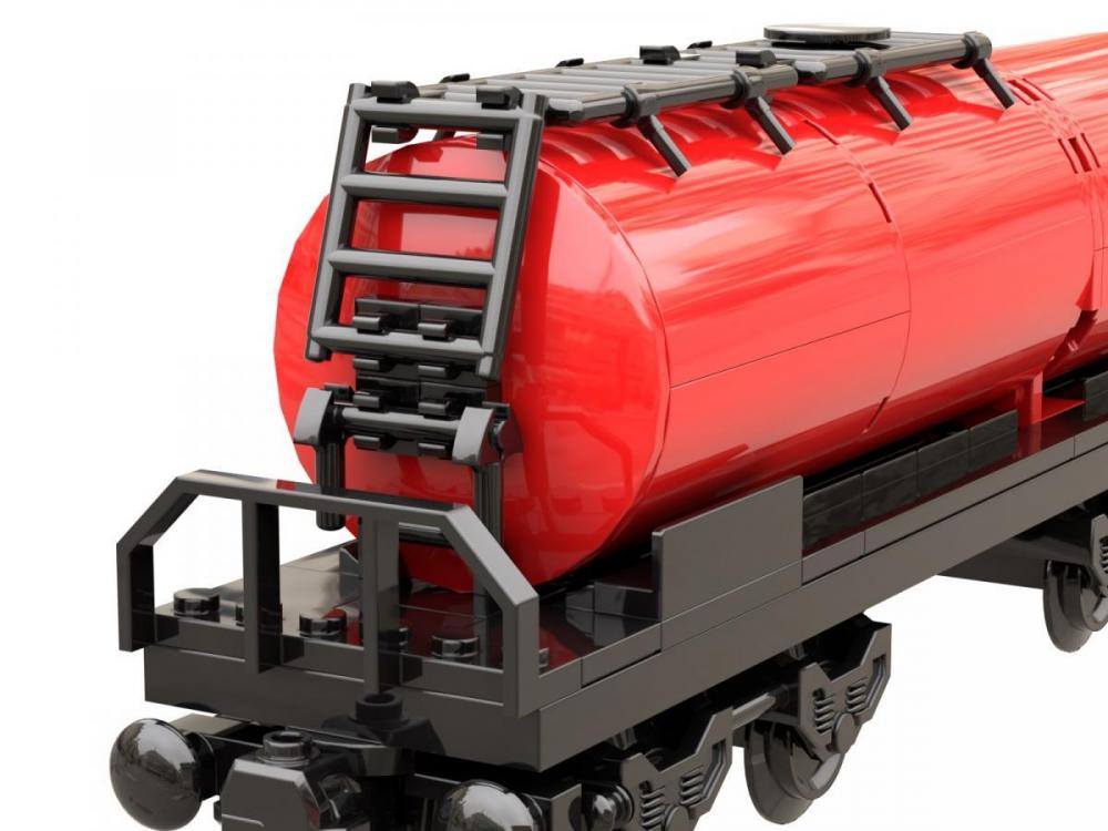 Wagon towarowy cysterna kolejowa zielona z klocków pasujących do LEGO