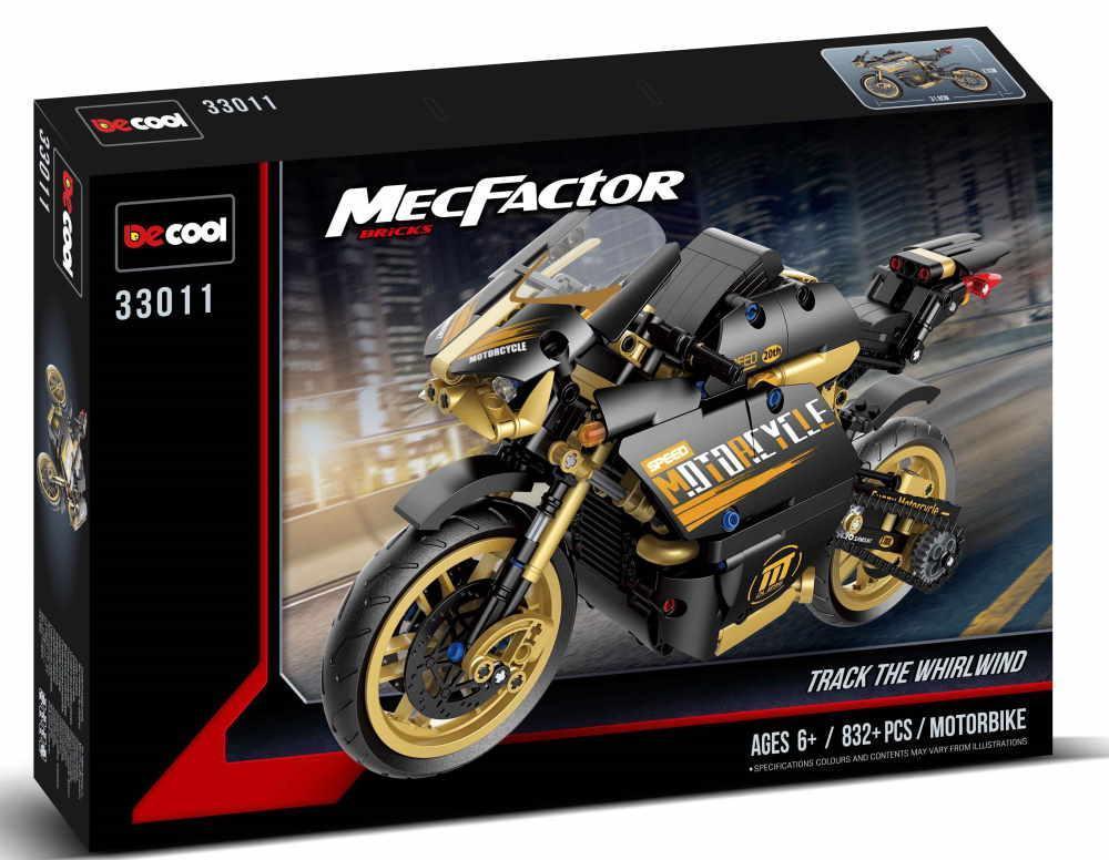 Motocykl DeCool w stylu LEGO Technic czarno złoty. Świetne złote elementy! Opakowanie