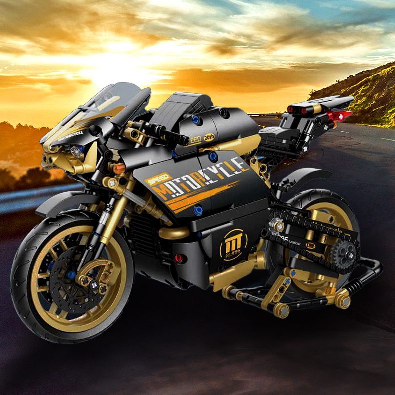 LEGO Technic motocykl - alternatywa dla LEGO - DeCool Mecfactor pozłacany motocykl z klocków w pełni kompatybilnych z LEGO