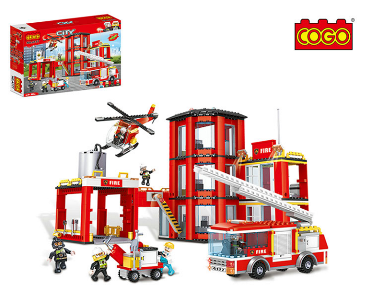 Duża remiza strażacka Cogo 4177 Fire – klocki kompatybilne z LEGO