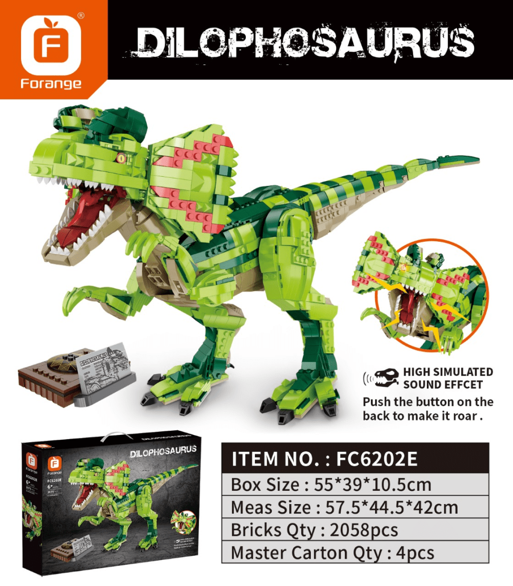 Forange Dilofozaur z dźwiękiem model – kompatybilne z LEGO