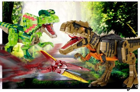 Dinozaury LEGO mogłyby być dużo większe. Tymczasem Forange projektuje dinozaury z ponad 2.000 klocków! Na zdjęciu widzicie 3 dinozaury o dużych rozmiarach.