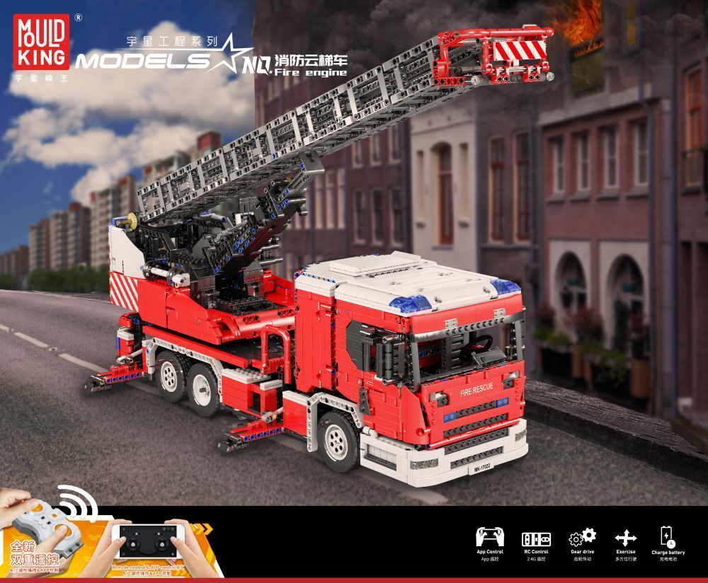 Zdalnie sterowany wóz strażacki - klocki LEGO są w pełni kompatybilne z klockami Mould King