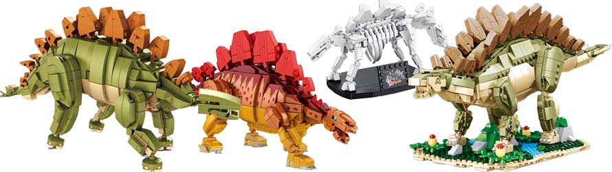 Stegozaur LEGO: tak mógłby wyglądać - tutaj jednak w wykonaniu konkurencyjnych firm z kompatybilnych klocków
