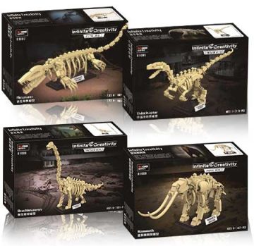Szkielet dinozaura z klocków kompatybilnych z LEGO Decool infinite creativity.