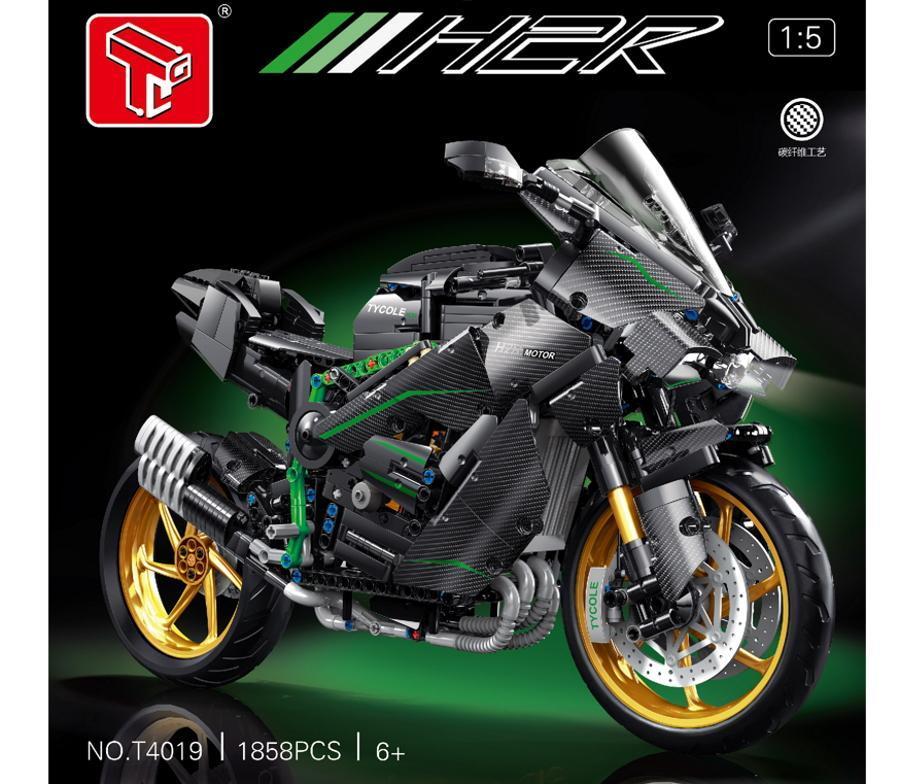 TaiGaoLe Motocykl w skali 1:5 czarny klocki kompatybilne z LEGO
