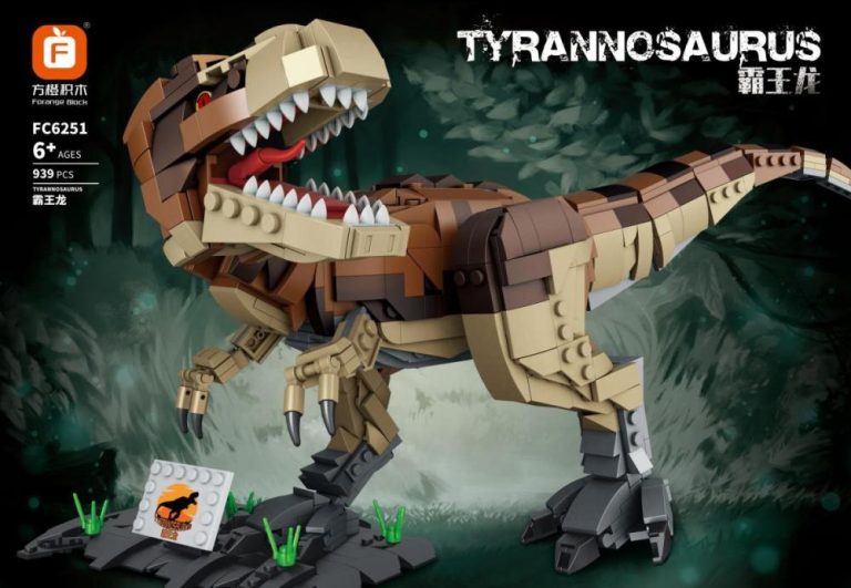 Tyranozaur brązowy duży zestaw klocki Forange kompatybilne z LEGO