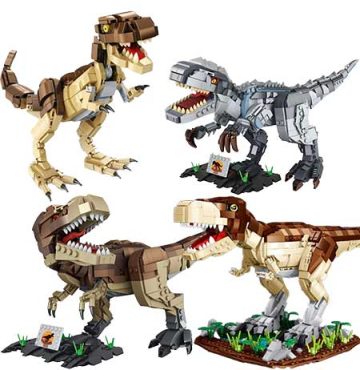 Tyranozaur Rex z klocków, czyli T-Rex w wykonaniu różnych firm - elementy kompatybilne z LEGO