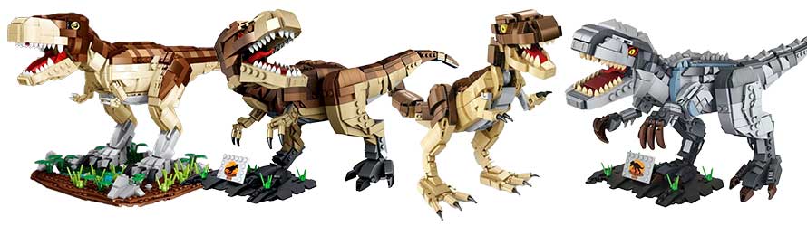 Tyranozaur Rex z klocków, czyli T-Rex w wykonaniu różnych firm - elementy kompatybilne z LEGO