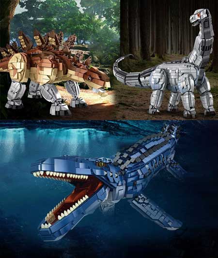 Wielkie dinozaury z klocków LEGO-kompatybilnych - zaprojektowane przez Panlos