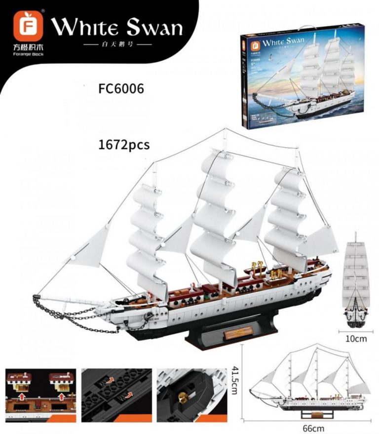Żaglowiec biały łabędź: white swan klocki Forange zamienne z LEGO